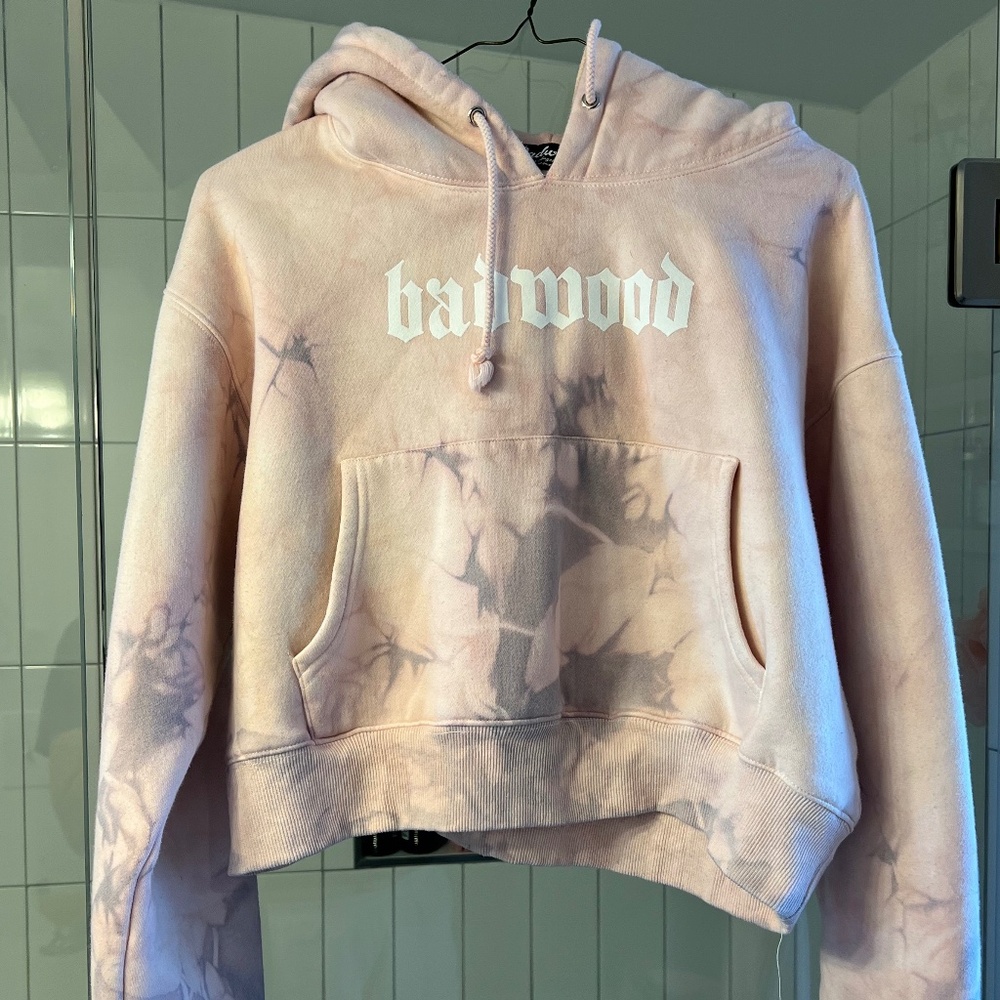"BAD BUNNY" Pink Tie-Dye Crop Hoodie